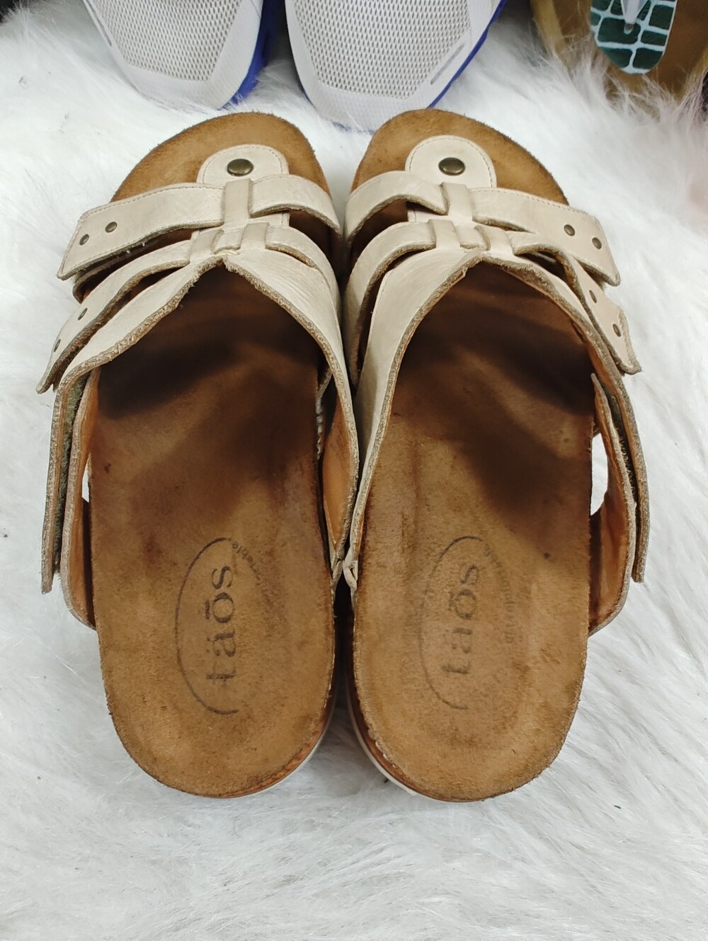Taos Magnificent Tan Leather Thong Sandals Adjustable Footbed Women EU 40 US 9 - Picture 8 of 11